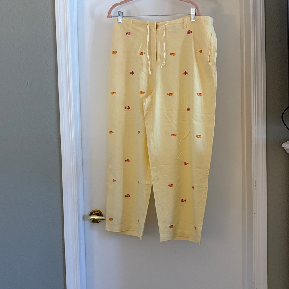Yellow pants with fish design